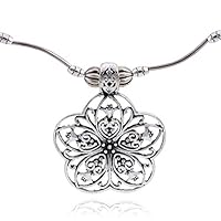 KISSFRIDAY Bohemian Retro Necklace Geometric Hollow Flower Pendant Fashion Jewelry