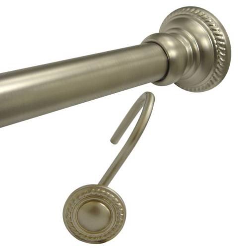 Adjustable Shower Curtain Rod With Hooks Brushed Nickel
