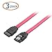 Cable Matters 3-Pack Straight SATA Cable - 18 Inch, SATA III 6Gbps Data Cable for SSD, HDD, CD/DVD Drives, Hard Drive, Optical Drive, Gaming PC, Desktop, Motherboard, Red