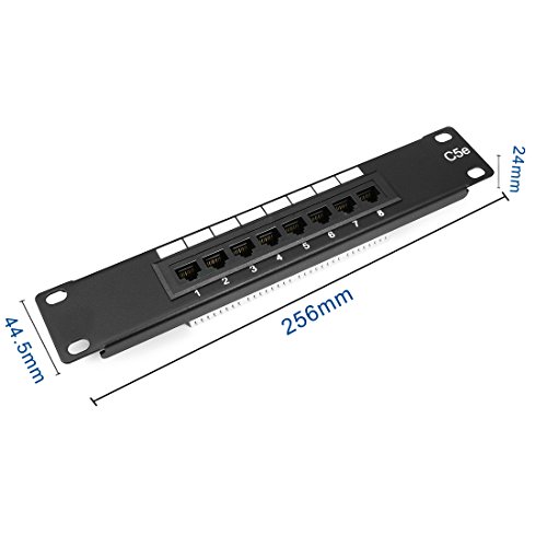 uxcell 8 Ports Cat5e 1U 10inch Unsheilded RJ45 IDC Rackmount mini Patch Panel Black