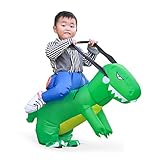 Halloween T-Rex Costume Inflatable Dinosaur Suit Halloween Dino Theme Party Dress Blow Up Costume Adult/Child (Child Green)