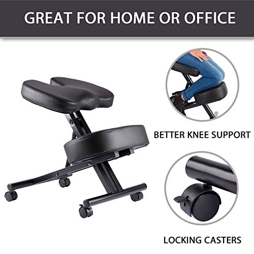 Kneeling Chair with Orthopedic Back Pain Seat, Faux Leather - Manual Adjust, Helps Prevent Coccyx Pain, Kneeling Chair for Better Posture. (Renewed) - Thumbnail 4