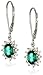 Amazon Essentials Sterling Silver Created Emerald and Created White Sapphire Dangle Earrings, (previously Amazon Collection)