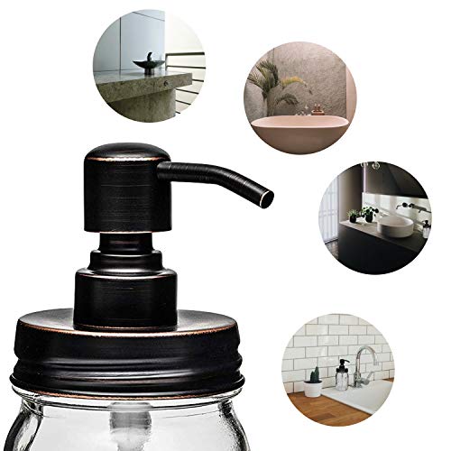 Mason Jar Soap Dispenser (Oil Rubbed Bronze), Bonus Soap/Lotion Label Tag Stainless Steel Pump, with 16 Ounce Ball Mason Jar, Bathroom, Kitchen, Farmhouse Decor (Venetian Bronze)
