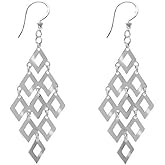Savlano 925 Sterling Silver Diamond-Shape Chandelier Drop Earrings-18K Gold Plated Geometric Dangle Earrings for Women Comes with Gift Box- Made in Italy