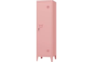 MIOCASA Metal Cabinet Home Office Storage Cabinets with Doors and Shelves Lockable File Cabinet Organizer Coat Lockers for Kids (Pink)