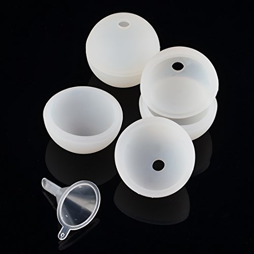 Katoot@ 6Pcs Silicone Sphere Ice Ball Mold Tray DIY Chocolate Jelly Candy Mould With A Small Funnel Bar Party Supplies - White