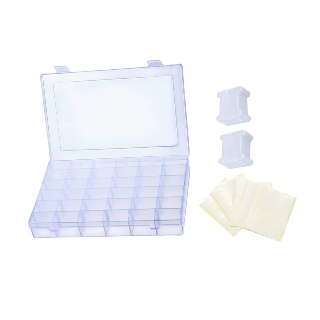 KONTONTY 1set Cross Stitch Storage Box with Bobbin Winder DIY Decals Durable Embroidery Thread Winding Boards for Easy Organization and Sewing Accessories