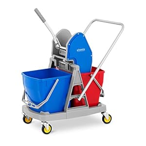 ulsonix Schoonmaakwagen Janitorial Cart Schoonmaakwagen Hotel Wringer 2 emmers 40L UNICLEAN 11 (kunststof, TPR-wielen…