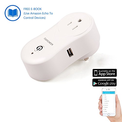 COOCHEER Smart Wifi Plug Outlet, Remote Control Wifi Socket Electrical Wireless Outlet Switch Timer for Air-condition, Lamp, light, TV, Cell Phone Charge, (Works with Amazon Alexa)