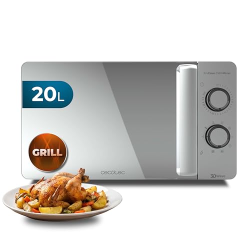 Microonde con Grill ProClean 3160 Mirror Wave. 700 W, 6 Livelli, Grill 800 W, Capacità 20 L, Rivestimento Ready2Clean, Tecnologia 3DWave, Timer, Design Effetto Specchio