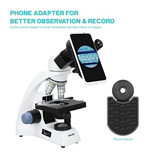 ESSLNB Biological Microscope with Phone Adapter 40X-2000X Binocular Microscope NA1.25 Abbe Condenser X/Y Mechanical Stage - Thumbnail 3