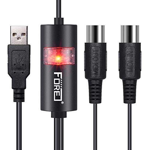 FORE USB IN-OUT Recording MIDI Interface Converter/Adapter Snake Cable with 5-PIN DIN MIDI Cable for PC/Laptop/Mac