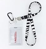 VAS Waterproof Cruise N Travel Cash, ID, Credit / Debit Card & Key Holder - ZEBRA PRINT Deluxe Lanyard, #5 Carabiner With RFID Protection -