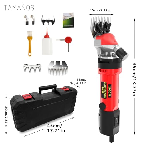 1000W Sheep Clipper, Electric Shearing Machine with 6 Adjustable Speed, Electric Hair Clipper with Carrying Case, Electric Shearing Machine for Sheep Sheep Alpacas Goats