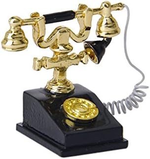 Mindruer Retro Mini Phone Vintage Telephone for 1/12 Dollhouse Decoration