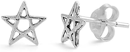 Sterling Silver Wicca Star Stud Earrings