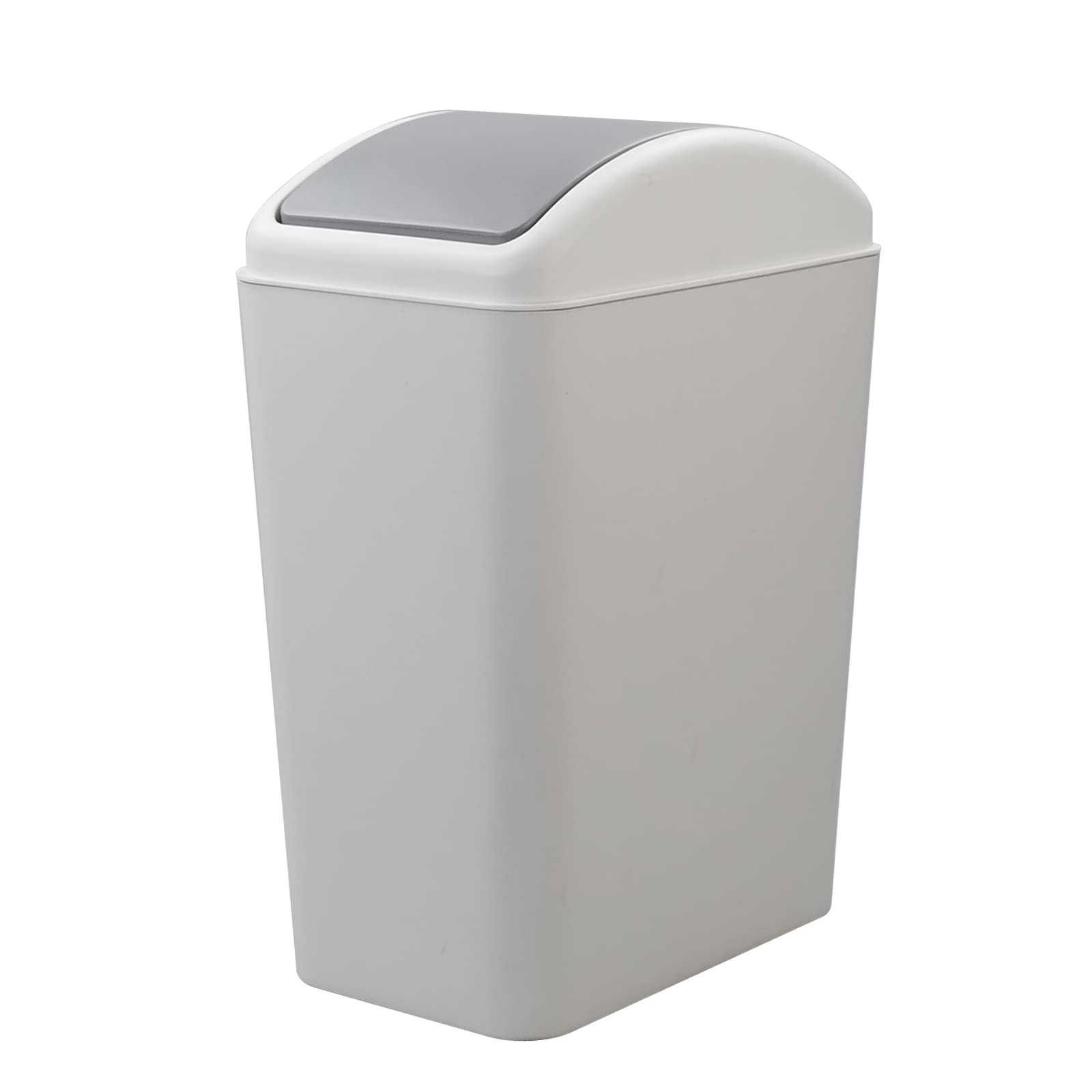 Parlynies 15 L Bathroom Trash Bin, Plastic Waste Bin with Swing Lid (Grey)