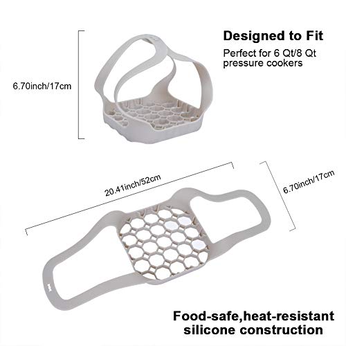 Alselo Pressure Cooker Bakeware Sling for Instant Pot 6 Qt/8 Qt, Silicone Portable Steaming basket, Anti-scalding Steamer Rack (Gray) - Thumbnail 2
