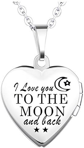 IXIQI Locket I Love You to the Moon and Back 9ct Gold Plated Heart Infinity Love Locket Necklace