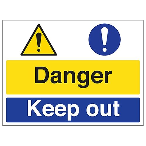 V Safety Danger/Keep Out 400 x 300 mm - 1mm Rigid Plastic Safety Sign
