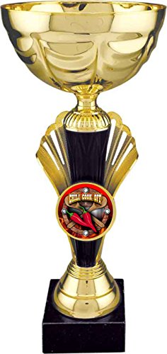 Decade Awards Chili Cook-Off Gold Metal Cup Trophy - Chili Competition Award - 12 Inch Tall - Engraved Plate on Request