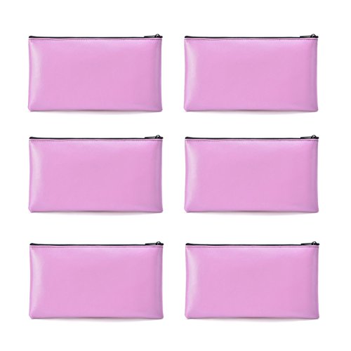 Bank Deposit Money Bag/ Utility Zipper Bags for Cash Money Pens Check Wallet 11 x 6 Inch (Pink) - Thumbnail 2