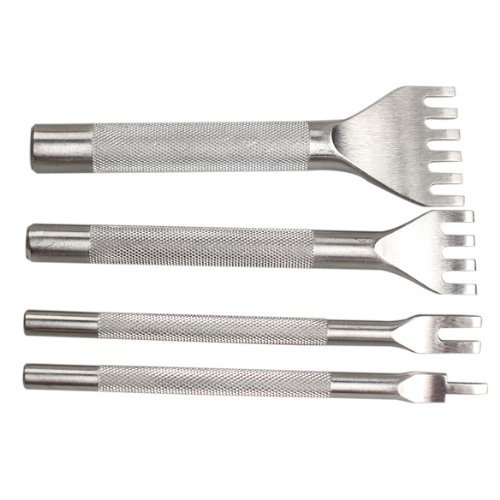 JKLcom 4pcs Stainless Steel Flat Chisel Leather Craft Tools Hole Punch Tool Kit DIY
