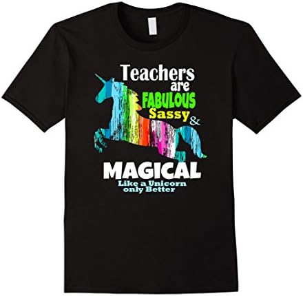 Mens Teachers Shirt Fabulous Sassy &amp; Magical Like Unicorns XL Black