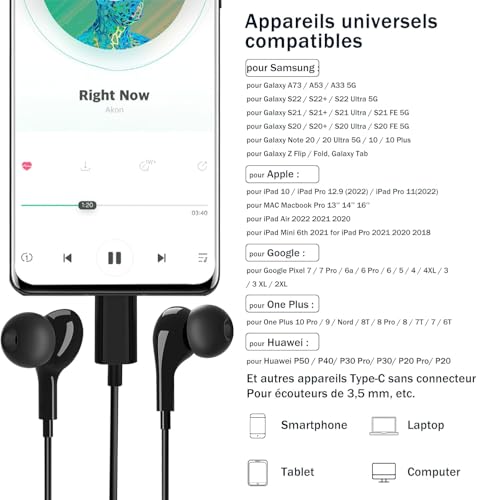 USB C Earphones for Samsung Galaxy S26 S25 S24 S23 S22 Ultra A56 A16 A55 5G A16 HiFi Stereo Magnetic Earbuds Wired USB C Earbuds with MICR for iPhone 15 16 17 Pro Max Huawei P60 Pixel 8 7 Pro iPad 10