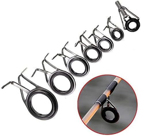 Austinstore 7Pcs Mixed Size Fishing Rod Guides Tip Top Eye Line Rings Building Repair Kit