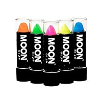 Moon Glow - Blacklight Neon UV Lipstick 0.16oz Pastel Set of 5 colors - Glows brightly under Blacklights / UV Lighting!