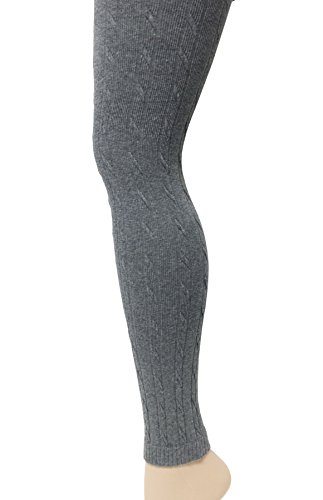 JAVEL Women's Cotton Cable Knit Leggings in Gray