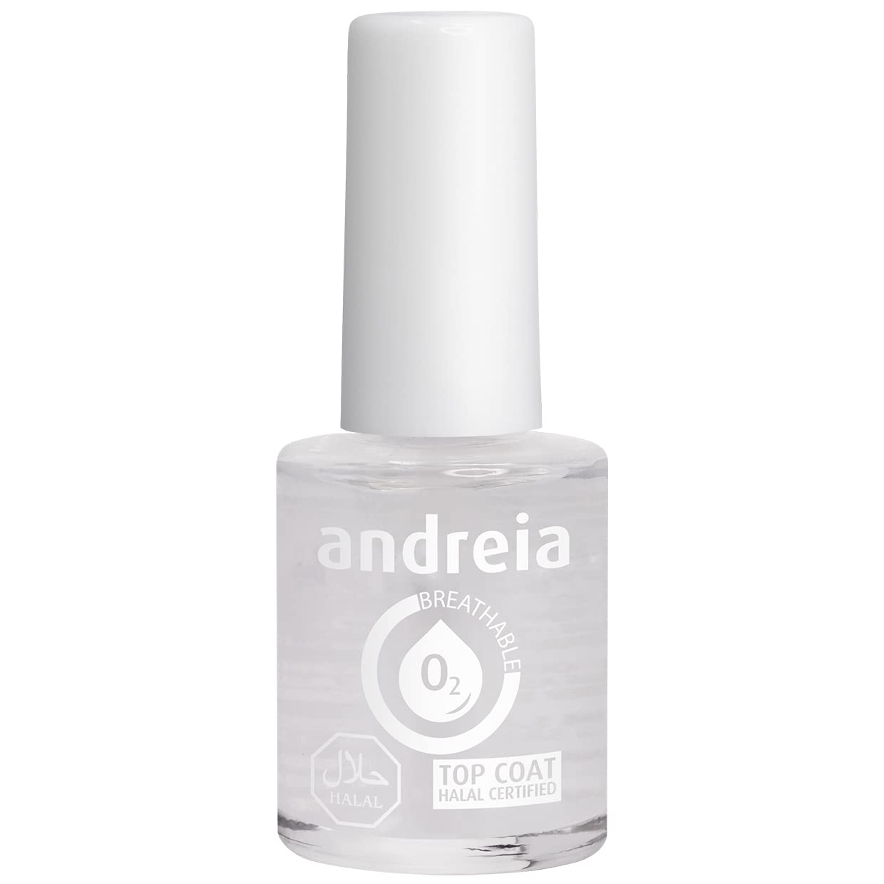 Andreia Halal Breathable Nail Polish Top Coat - Water Permeable Glossy Halal Nail Polish Vegan and Cruelty-Free - Clear Top Coat 10.5 ml