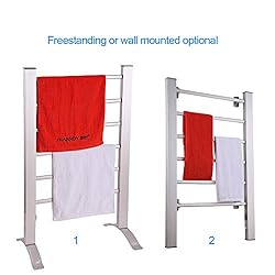 See Sharndy ETW78 Free-Standing Electric Towel Warmers, 895 x 555 x 355mm, Silver Grey Details