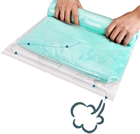 AsapGot Pack of 6 Travel Roll-Up Compression Storage Bags for Clothes - No Vacuum Needed - Reusable Space Saver Bags for Luggage Packing and Home Storage (6)
