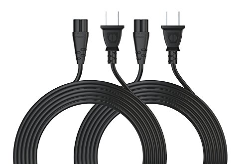 [UL LISTED] Pwr+ IEC-60320 IEC320 C7 to NEMA 1-15P 2 PACK Extra Long 12 Ft 2 Prong Ac Wall Cable 2 Slot Power Cord for Led Lcd Tv Samsung Lg Sharp; Canon Pixma, Hp Brother Epson Lexmark Printer, Ps2 Ps3 Slim, Ps4, Apple TV; Dell Sony Asus Toshiba Laptop Charger