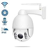 PTZ WiFi Camera Outdoor, 1080P Wireless IP Security Camera, Pan Tilt 5X Optical Zoom Dome Surveillance Cam, Two Way Audio Motion Detection 196ft Night Vision Onvif Waterproof CCTV Camera Max 128G SD