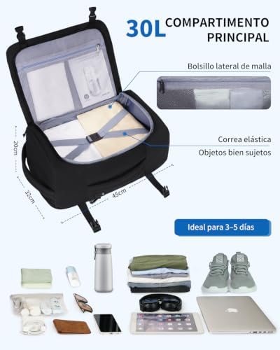 Mochila própria Ryanair Compart para PC, bolso traseiro escondido até 14"