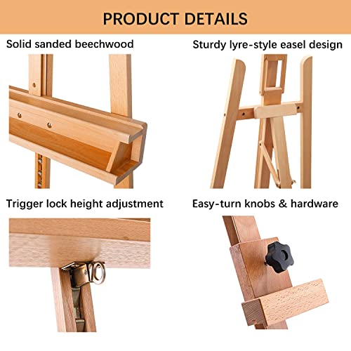 BAHOM Artist Easel Stand, AFrame Adjustable Beechwood Tripod Easel