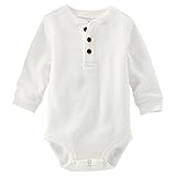 Oshkosh B'gosh Baby Boys' Thermal Henley Bodysuit (6 Months, White)