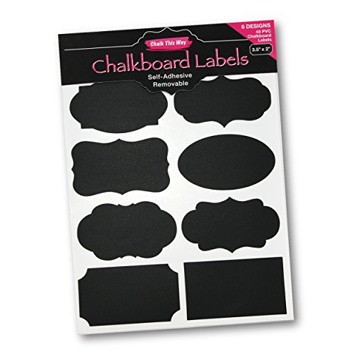 Premium Chalkboard Labels 48 Pack 8 Designs 3 5 X 2 Matte