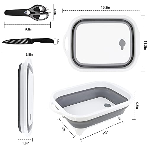 ZVP Collapsible Cutting Board with Colander 3 Pieces, Foldable Chopping