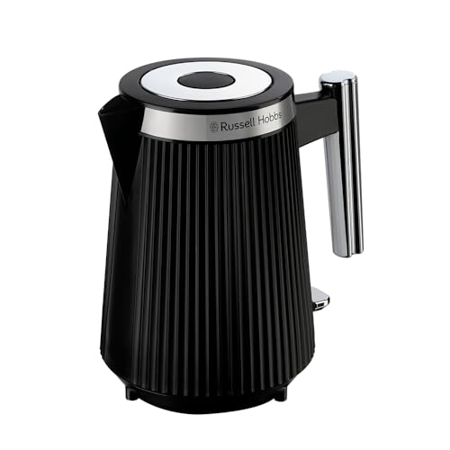 Wasserkocher [1,7L, 2400W] Brontë Black (Mattes Design,Silberakzente, Ausgusstülle, Wasserstandsanzeige, Herausnehmbarer Kalkfilter, Beleuchtung, Deckelöffnung per Knopfdruck) 26750-70