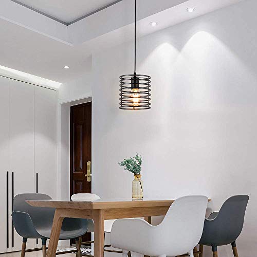 Black Pendant Light Edison Ceiling Hanging JOOSENLUX E26 Vintage Industrial  Farmhouse Pendant Lights Fixtures for Kitchen Island Dinning Room 2 Pack