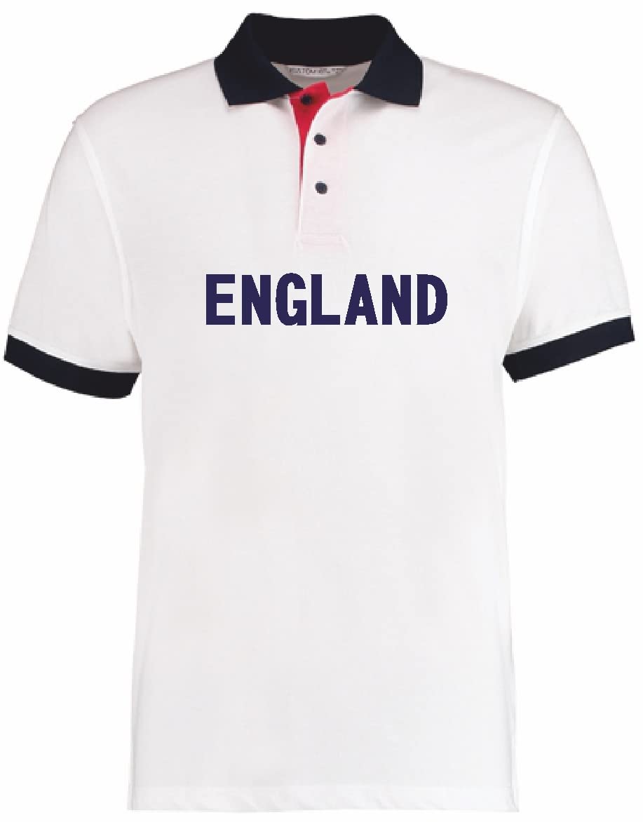 Retro Look Unisex England Supporters Polo Shirt Supporting England During Football Cricket Rugby Great for Any Birthday Present Secret Santa Non Official (XL) White