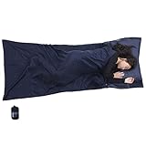 Browint Silk Cotton Sleeping Bag Liner, Travel Sheet, 87″x35″ Travel Sleep Sack for Hotels, Super Soft and Lightweight (6 oz.) Sleep Sheet with Pillow Pocket