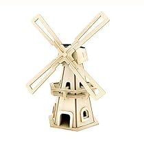 Windmill Jigsaw - Robotime Solar Powere DIY Jigsaw Wood Winnower Kits Windmill Puzzle Child Educationa