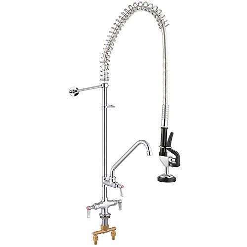 Aquaterior Commercial Kitchen Restaurant Pre-Rinse Faucet Swivel w/ 12" Add-On Faucet Double Handle CUPC NSF ANSI - Thumbnail 3