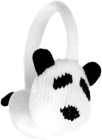 Accessoryo Women's Cute Panda Style Winter Thermal Fashion Earmuffs One Size Black and White